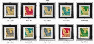 PCBstamps  US #3792-3801 Coil Sgls $2.50(10x25c)Eagle, MNH, (9)