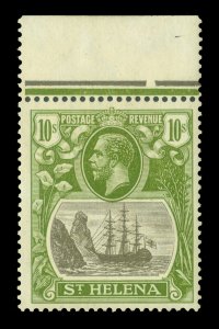 ST. HELENA 1922 KGV  Flag Ship  10sh olive green & black  Scott # 93 mint MNH VF