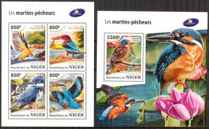 Niger 2018 Birds Kingfishers sheet + S/S MNH