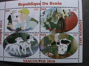 ​BENIN STAMP-2009- OLYMPIC VANCOUVER'2010-101 SPORTY DOGS CTO STAMP S/S #2