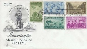 1067 3c ARMED FORCES RESERVE - 5 stamp combo FDC 