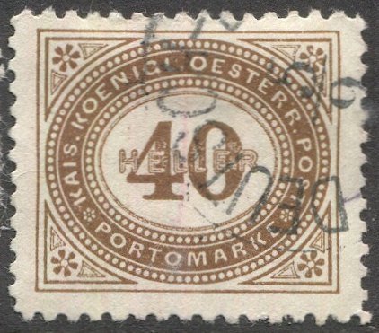 AUSTRIA 1899  Sc J32 40h Postage Due Used VF, light cancel