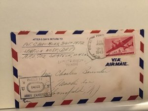 U.S. Army Post Examiner passed 1943 Whitehore Yukon Canada cover Ref R25493