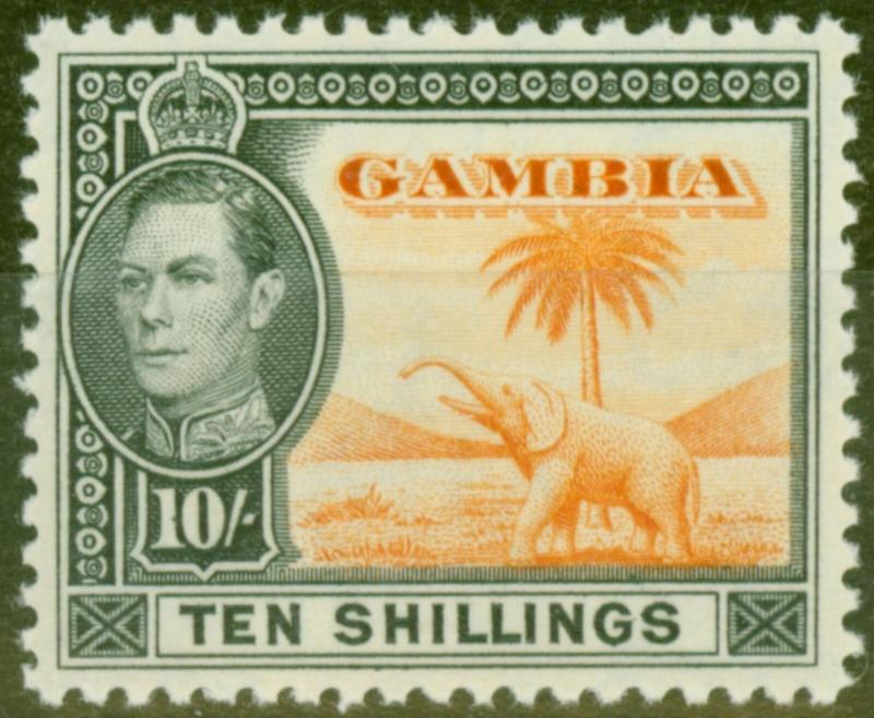 Gambia 1938 10s Orange & Black SG161 V.F MNH