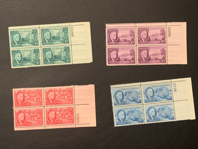 FDR 1945. scott 930-933,  plate block of 4, full set,  MNH stock photo