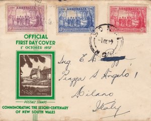 1937 AUSTRALIA - SG 193/195 headed to Milan, uncommon destination