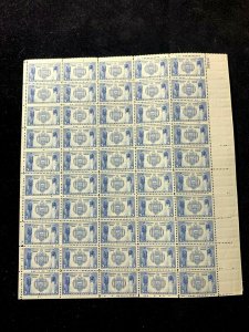 US SCOTT # 794 5 CENT US NAVY MNH SHEET,d