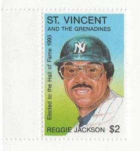 St. Vincent 1993 - MLB Yankees - Reggie Jackson - Single Stamp Scott #1965 - MNH