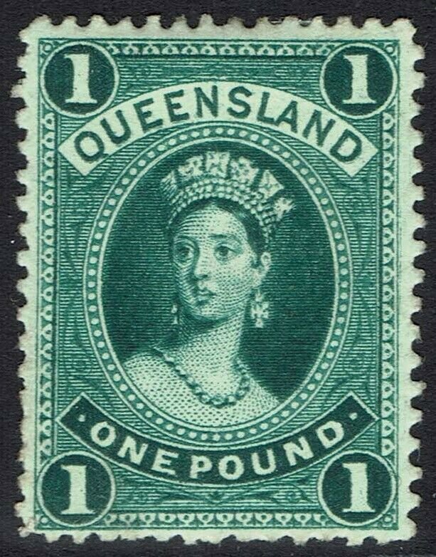 QUEENSLAND 1882 QV LARGE CHALON 1 POUND WMK CROWN/Q UPRIGHT 