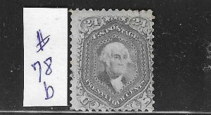 US #78B 1861-66 WASHINGTON 24 CENTS  (GRAY)- USED