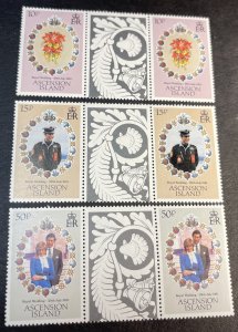 ASCENSION ISLAND # 294-296-MINT NEVER/HINGED-COMPLETE SET OF GUTTER PAIRS-1981