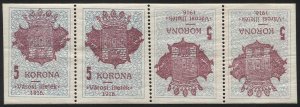 HUNGARY 1916 Szekesfehervar Revenue Stamp Sheet, Bft #3,3a Mint NH VF 5kr