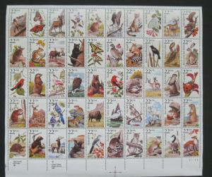  SCOTT # 2335a - 1987 (22c) AMERICAN WILDLIFE FULL SHEET OF 50 STAMPS LR - MNH