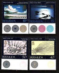 Bermuda-Sc#478-81- id9-Unused NH set-Space-Haley's Comet-1985-