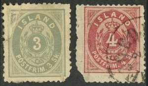 Iceland #5 #6 Postage Stamps Europe 1873 Used Damaged