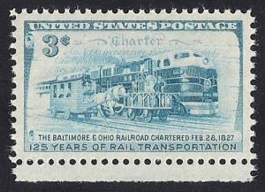 1006 3 cent B&O Railroad mint OG NH EGRADED XF 93 XXF