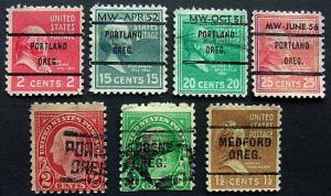 USA, Precancels, Oregon, 7 Different