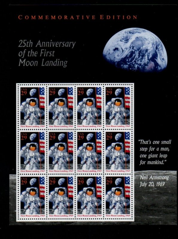 ALLY'S STAMPS US Plate Block Scott #2841 29c Moon Landing Anniv [12] MNH [FP-29]