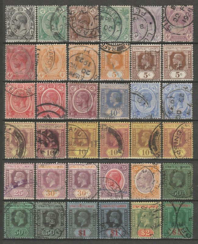 Malaya Singapore 1921-33 Straits Settlements KGV 36V USED MSCA SG#218-241 M2503