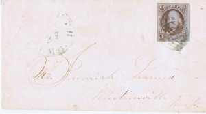 US 1 5c 1847 4 margins on cover tied by a green grid Dartmouth MA cancel PF cert