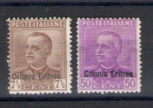 1928-29 ERITREA, Michetti overprinted, no. 142/43, MLH*