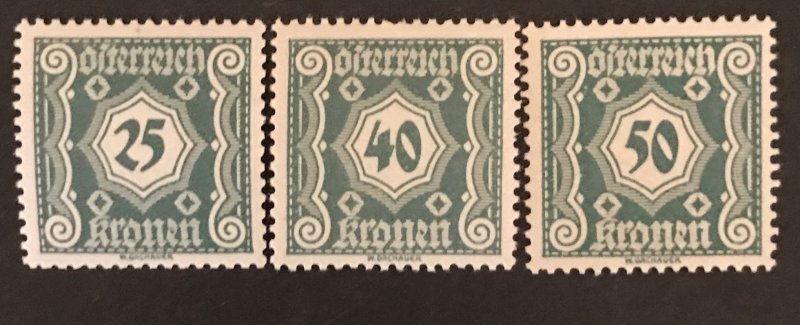 Austria 1920-21 #J111-13, MNH, CV $.75