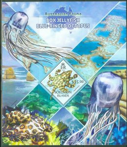 SOLOMON ISLANDS 2013 AUSTRALIAN FAUNA  BOX JELLYFISH & BLUE RINGED OCTOPUS S/S