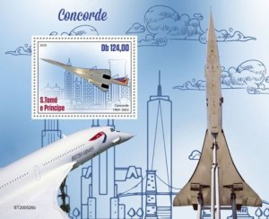 St Thomas - 2020 Concorde Passenger Airliner - Stamp Souvenir Sheet - ST200526b