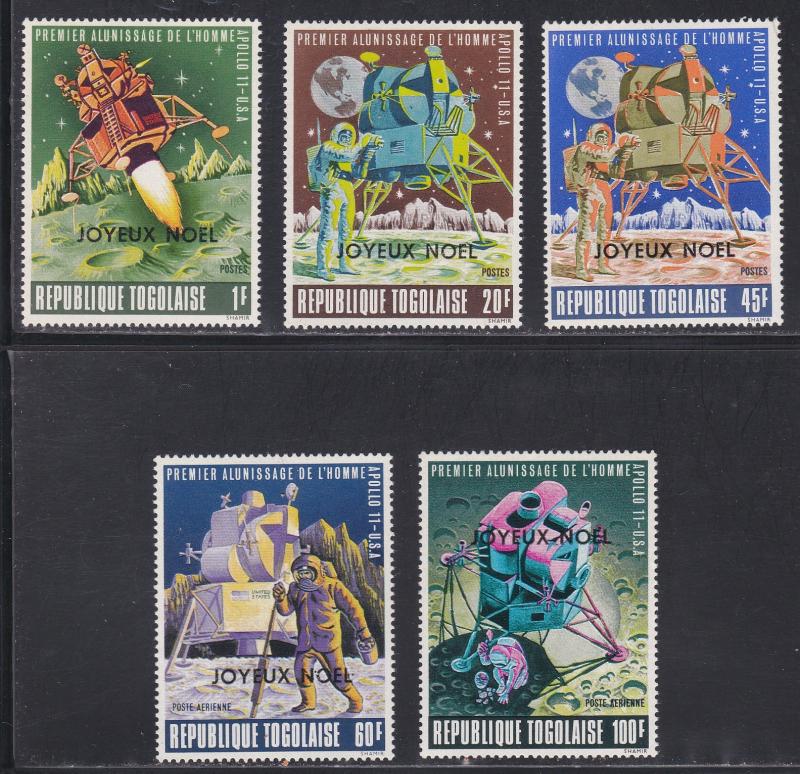Togo # 710-712, C120-121, Christmas Overprint on Space Stamps, Hinged, 1/3 Cat.