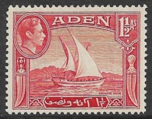 ADEN 1939-48 KGVI 1 1/2a Dhow Pictorial Sc 19 MH