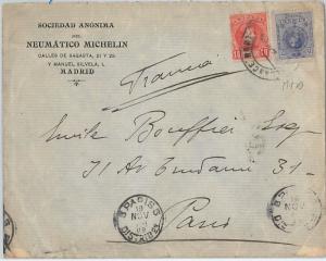 58405 -  SPAIN  - POSTAL HISTORY:  MIXED FRANKING  on COVER franqueo misto 1909