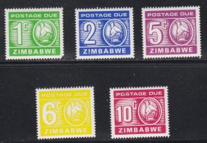 Zimbabwe # J20-24, Postage Due Numerals, Mint NH, 1/3 Cat.