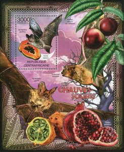 Bat Stamp Nyctophilus Geoffroy Scoteanax Rueppellii Prunus Persica S/S MNH #3676