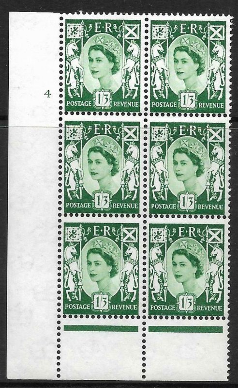 Sg XS22b Variety 9d Scotland Cream Cyl 4 No Dot perf B(I/P) UNMOUNTED MINT 