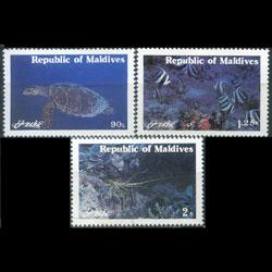 MALDIVES 1980 - Scott# 897-9 Marine Life Set of 3 NH