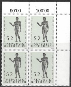 AUSTRIA 1968 BRONZE STATUE Issue Block of 4 Sc 816 MNH