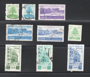 Lebanon #256, 258, 261-3, 269, 271-3   VF, Used,  CV $6.35 ..... 3440048