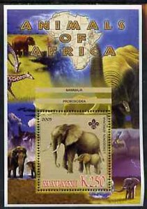 MALAWI - 2005 - African Animals, Elephants - Perf Min Sheet - MNH -Private Issue