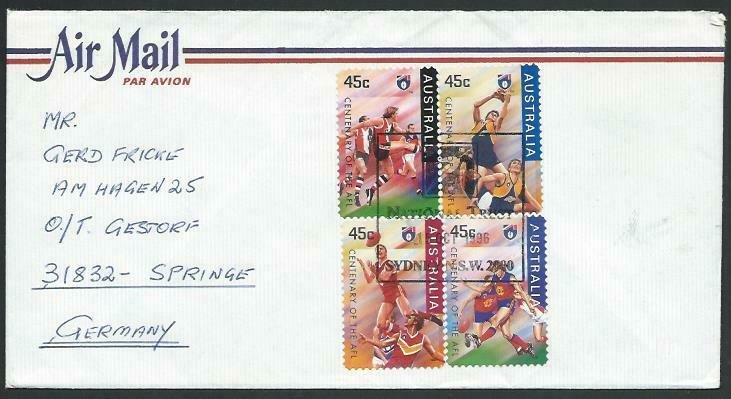 AUSTRALIA 1996 cover to Germany - nice franking - Sydney pictorial pmk.....14776