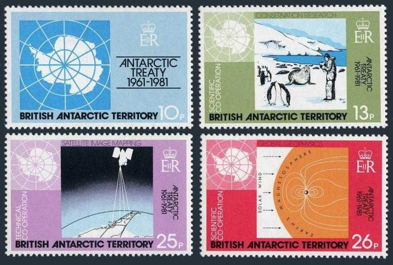 BAT 82-85,MNH.Michel 84-87. Antarctic Treaty-20,1981.Map,Penguins.