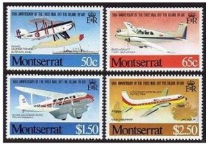 Montserrat 472-475, MNH. Mi 472-475. Airmail Service,50th Ann.1981. Planes,Ship.