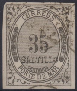 MEXICO 1875 PORTE DE MAR Sc JX14 FORGERY WITH SALTILLO District USED F,VF 