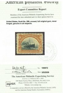 USA #299 Very Fine Never Hinged **With Certificate** 