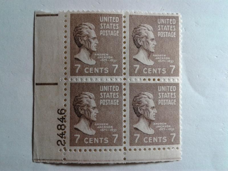 SCOTT # 812 PLATE BLOCK MINT NEVER HINGED GEM !! 1938