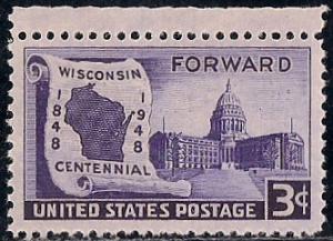 957 3 cent Wisconsin Statehood mint  OG NH XF