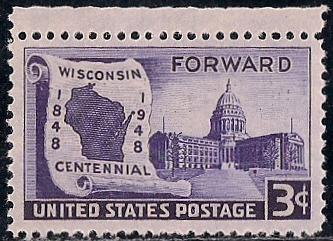 957 3 cent Wisconsin Statehood mint  OG NH XF