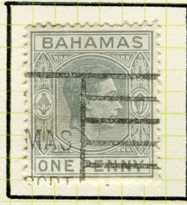 BAHAMAS; 1938 early GVI issue fine used 1d used Broken Frame line above AH