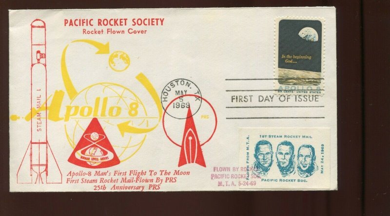 1969 US ROCKET MAIL PACIFIC ROCKET SOCIETY, APOLLO 8, EZ122C1  LV8843