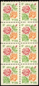 US Sc 1737a VF/MNH Booklet Pane - 1978 15¢ - Roses