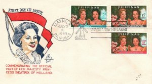 Philippines 1965 Princess Beatrix of Holland Visit FDC - L31583